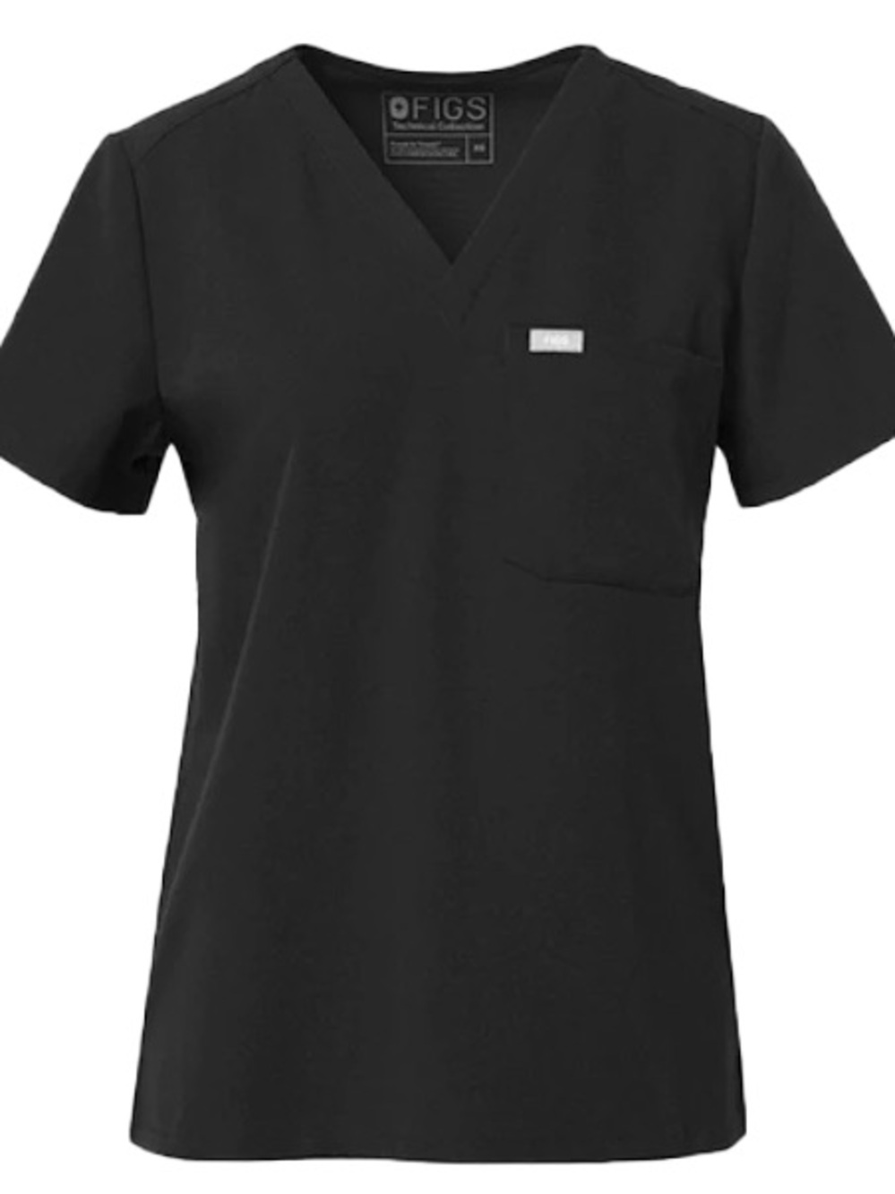 FIGS Black V-Neck Short Sleeve Scrub Top